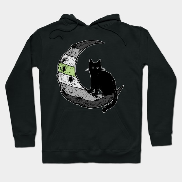 Agender Cat Moon Hoodie by Psitta